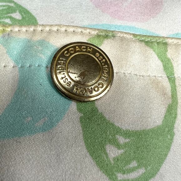 Coach Y2K Hobo Bag White Scribble C Canvas Small Purse Leather Accent Sold As Is - Picture 6 of 9